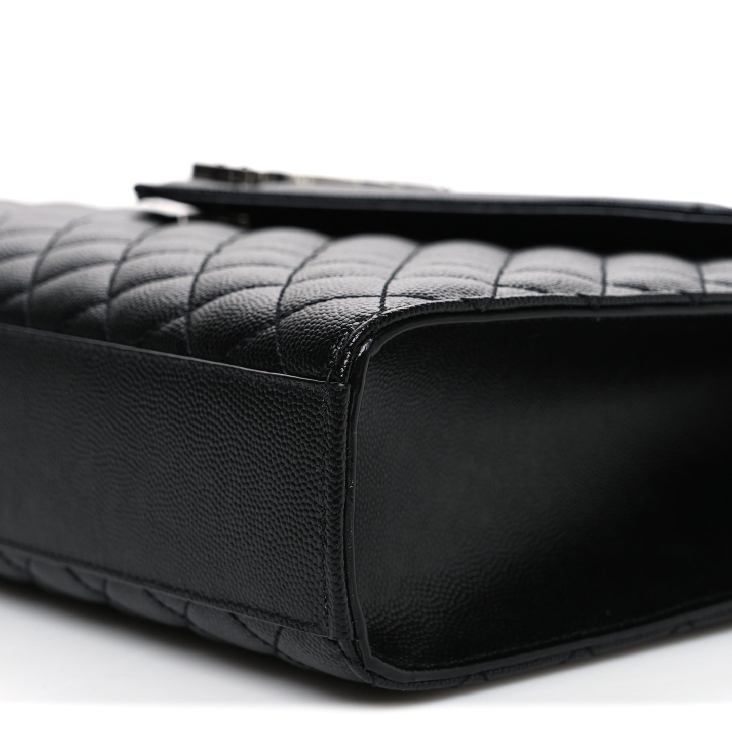 Grain De Poudre Textured Mixed Matelasse Large Triquilt Monogram Satchel Black