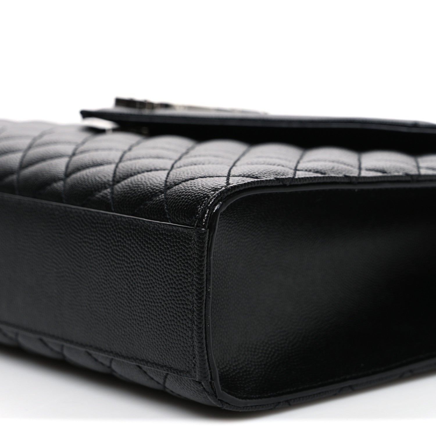 Saint Laurent Grain De Poudre Textured Mixed Matelasse Large Triquilt Monogram Satchel Black 10 of 10