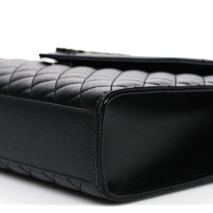 Saint Laurent Grain De Poudre Textured Mixed Matelasse Large Triquilt Monogram Satchel Black 10 of 10