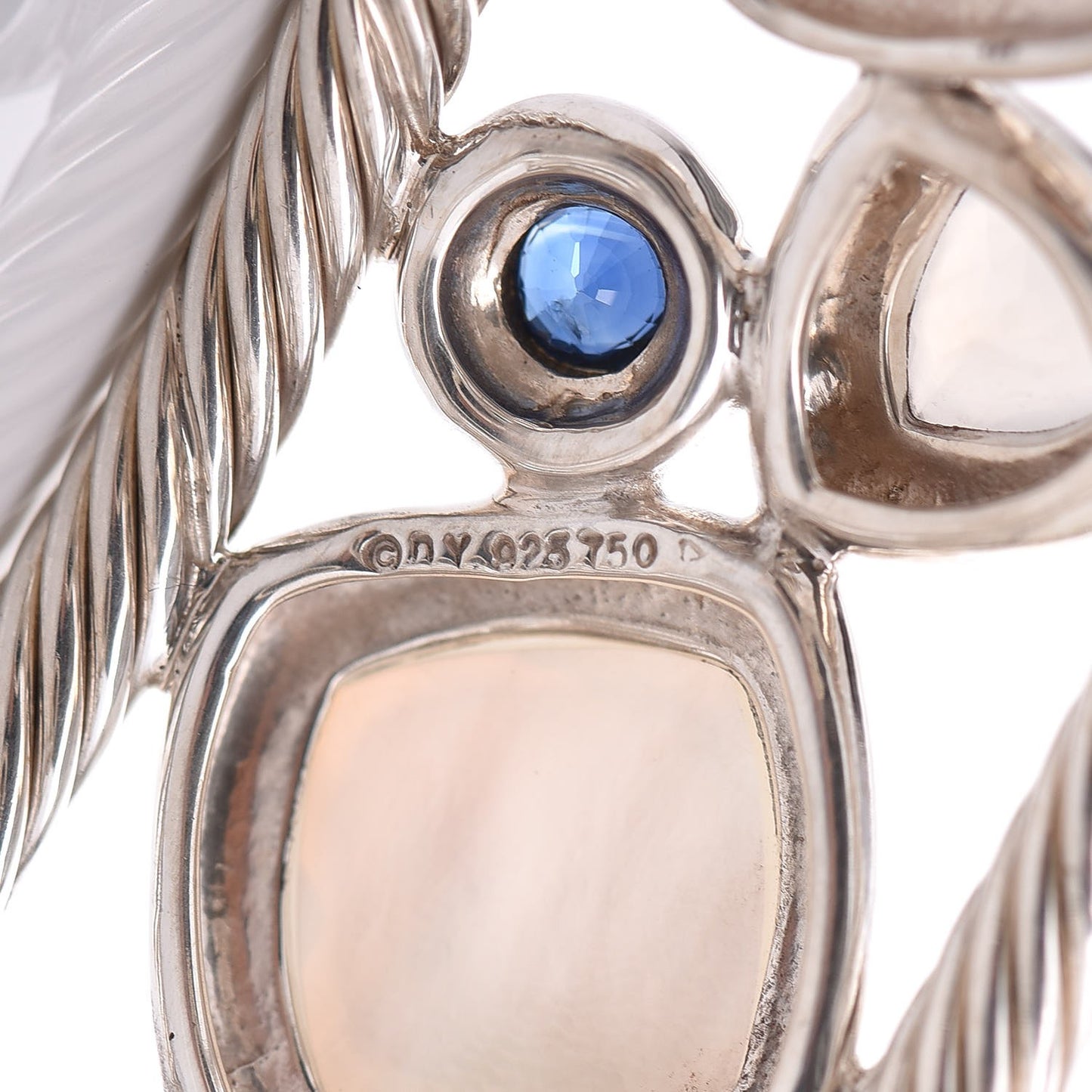 Sterling Silver 18K Yellow Gold Diamond Sapphire Agate Moonstone Quartz Mosaic Cuff