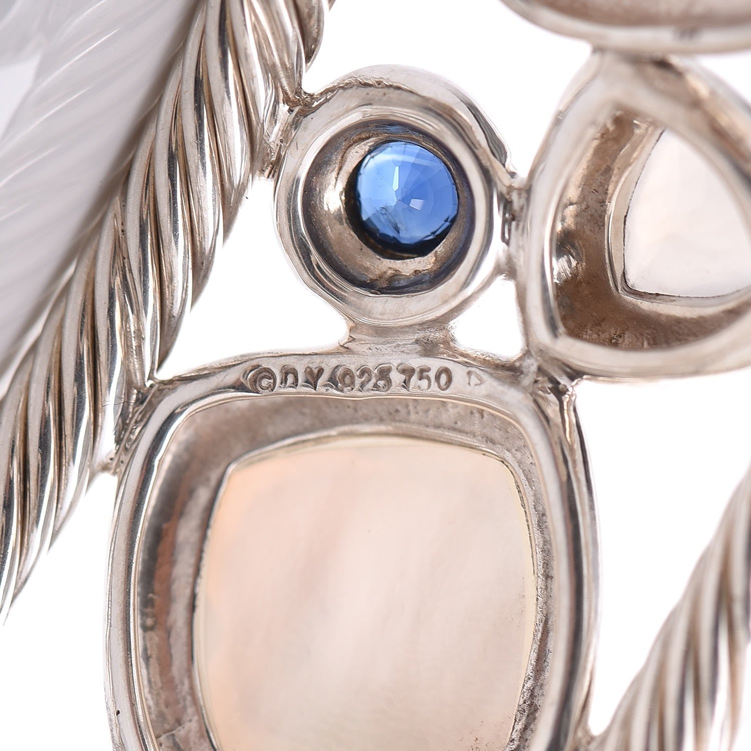 David Yurman Sterling Silver 18K Yellow Gold Diamond Sapphire Agate Moonstone Quartz Mosaic Cuff 4 of 4