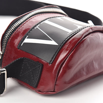Valentino Garavani Shiny Coated Canvas VLTN Crossbody Dark Red 8 of 9