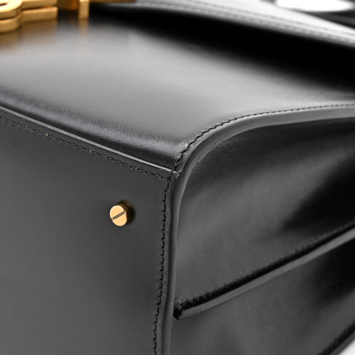 Smooth Calfskin Medium Classic Monogram Cassandra Top Handle Black