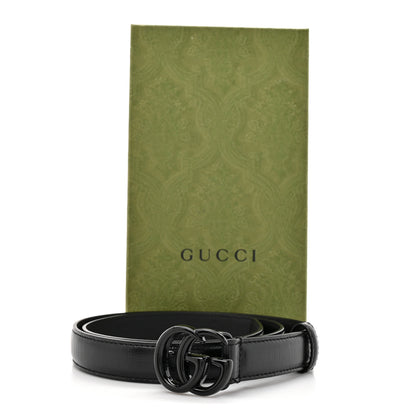 Gucci Azalea Calfskin Enamel Monochrome Double G 20mm Belt 75 30 Black 5 of 5
