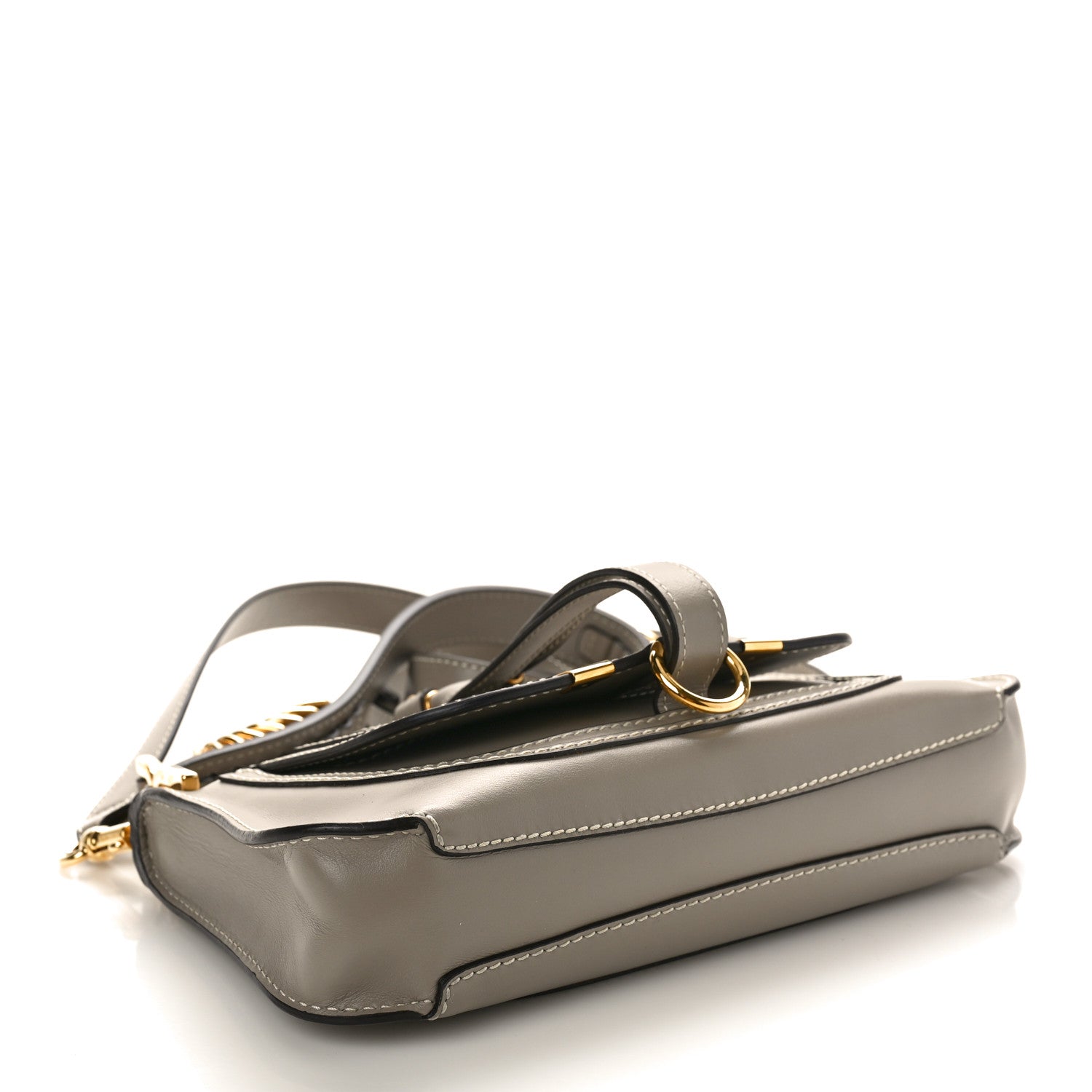 Chloe Shiny Calfskin Small Marcie Saddle Shoulder Bag Motty Grey 4 of 8