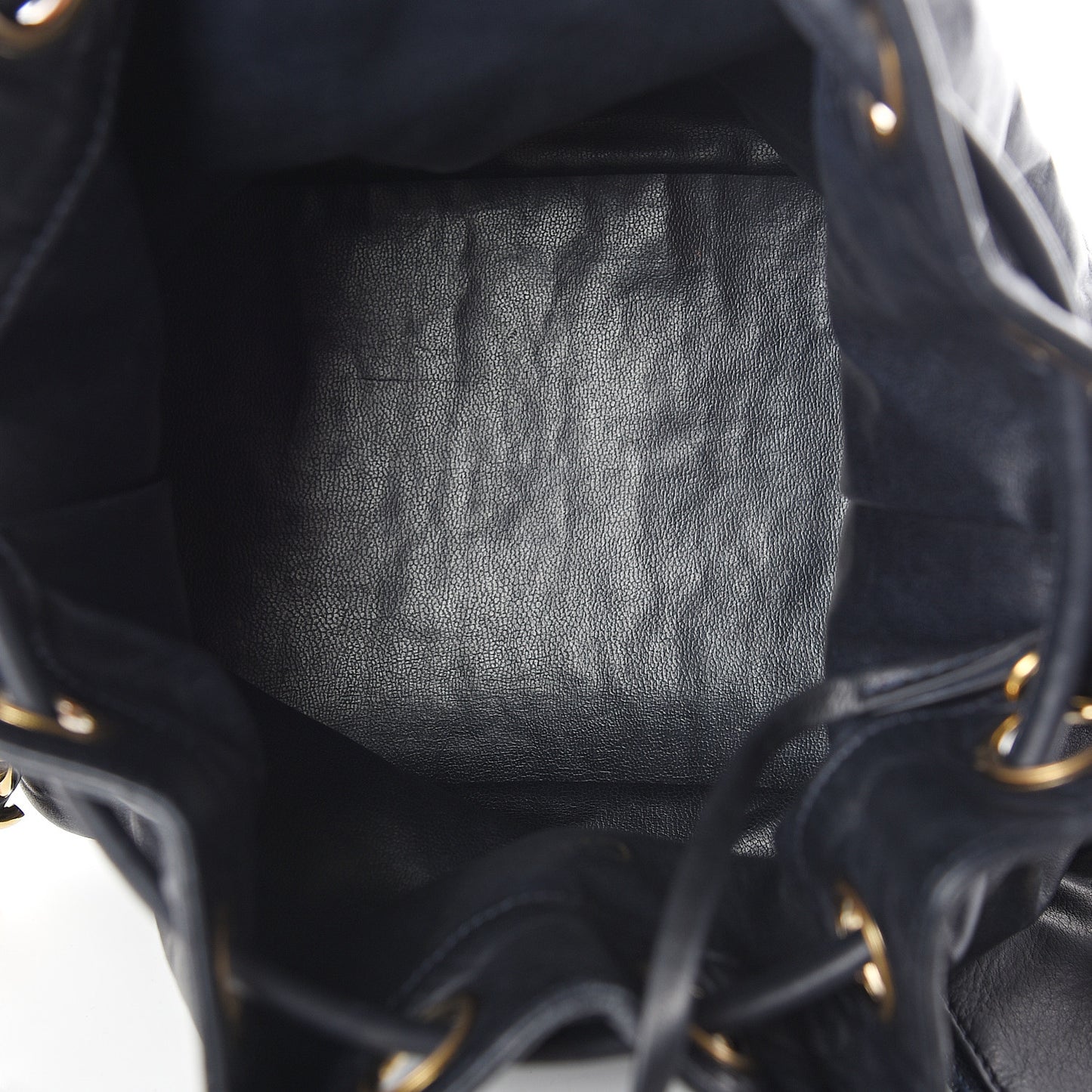 Lambskin Drawstring CC Shoulder Bag Navy Blue
