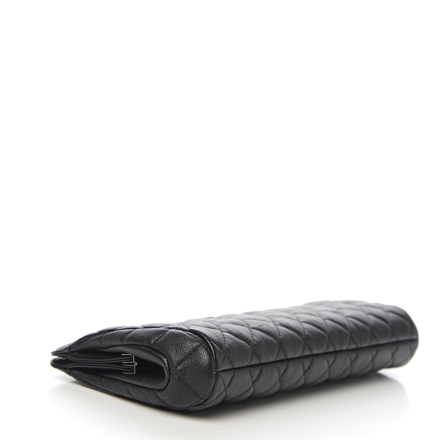 Crumpled Calfskin Quilted Clutch So Black