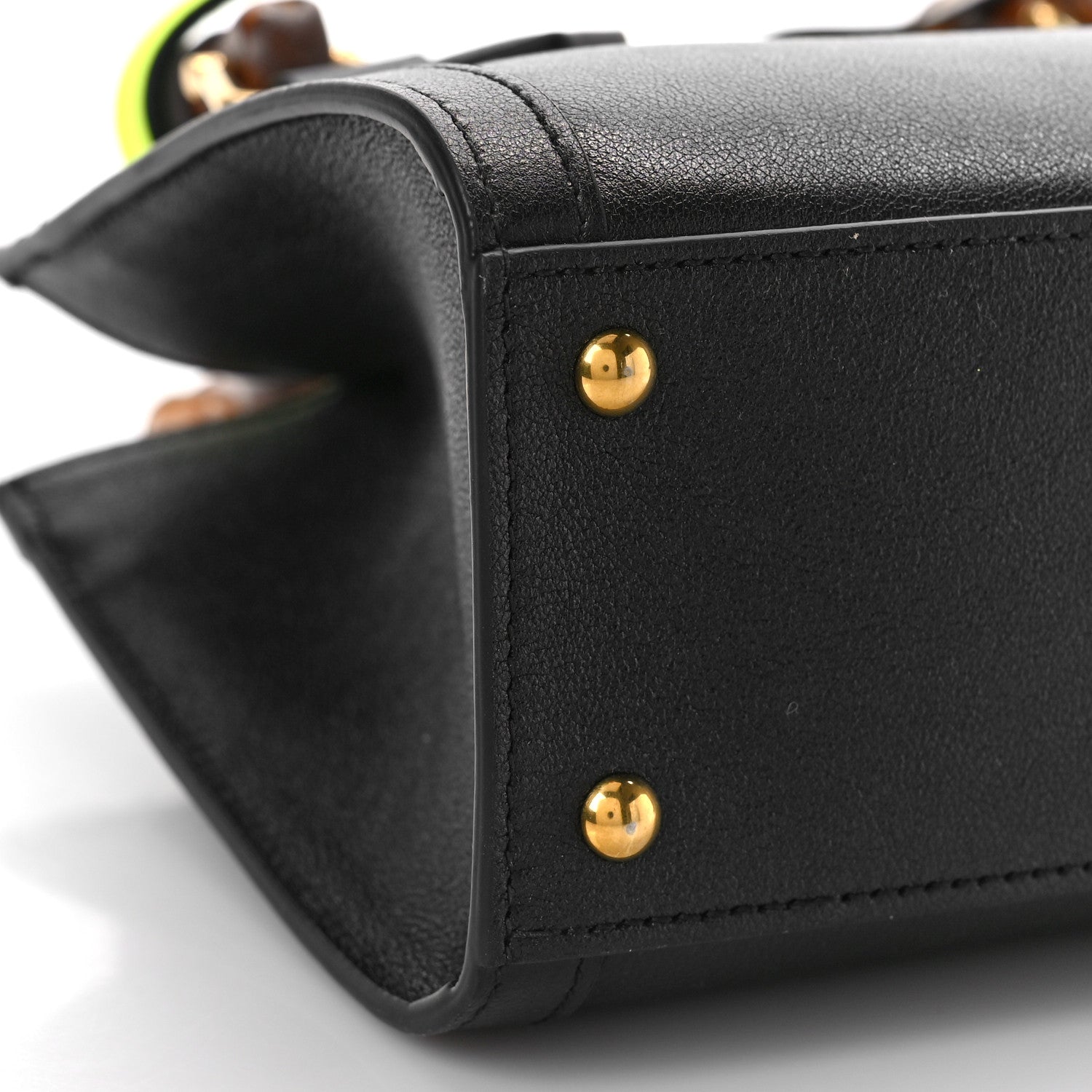 Gucci Wonka Grain Calfskin Mini Diana Tote Bag Black Yellow Fluo 8 of 9