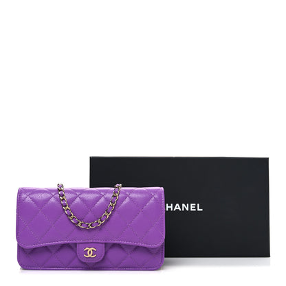 Chanel Caviar Quilted Flap Phone Holder with Chain Purple 12 of 12