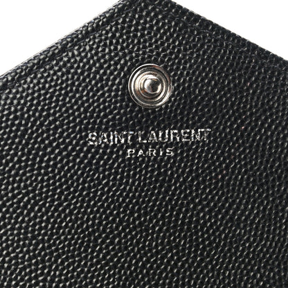 Saint Laurent Grain De Poudre Matelasse Chevron Monogram Chain Wallet Black 6 of 11