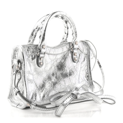 Balenciaga Metallized Arena Lambskin Classic Hardware Nano Le City Silver 3 of 10