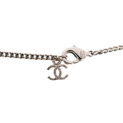 Chanel Crystal CC Pendant Necklace Silver 6 of 7