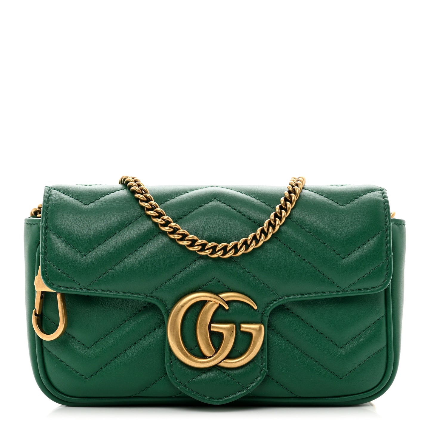 Calfskin Matelasse Super Mini GG Marmont Shoulder Bag Emerald Green