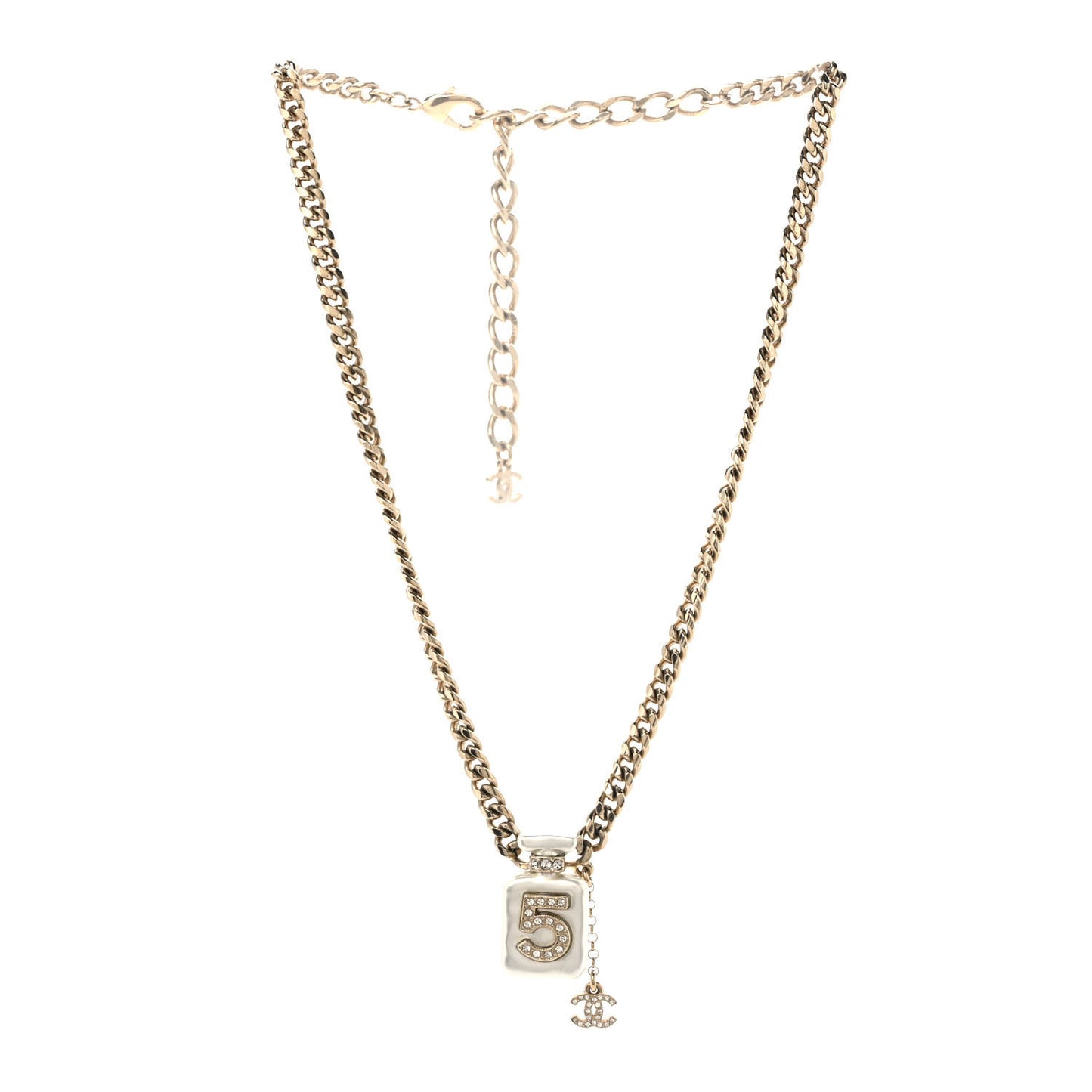 Resin Crystal CC No 5 Perfume Bottle Necklace