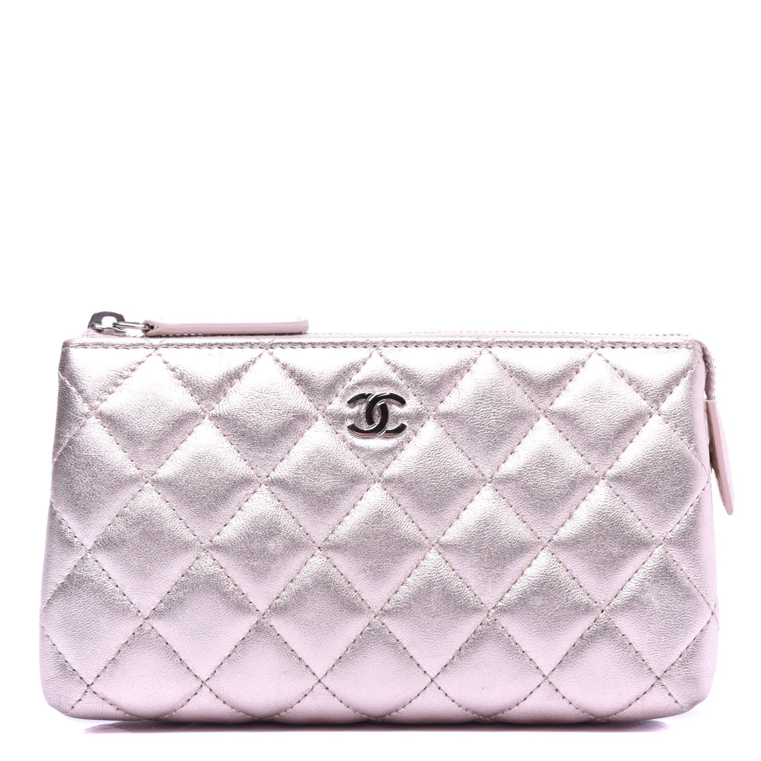 Chanel Metallic Lambskin Quilted Cosmetic Pouch Light Pink 1 of 8