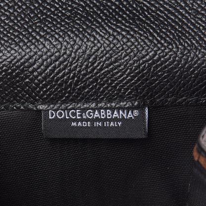 Dolce & Gabbana Dauphine Leopard Printed Logo French Flap Wallet Black 6 of 7