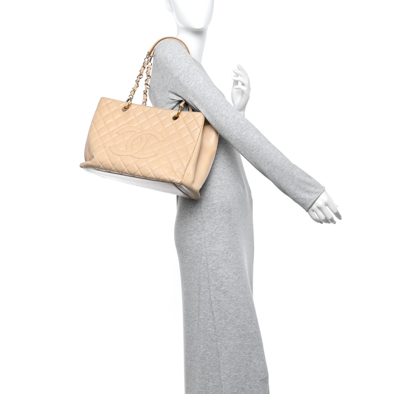 Chanel Caviar Quilted Grand Shopping Tote GST Beige Clair 2 of 10