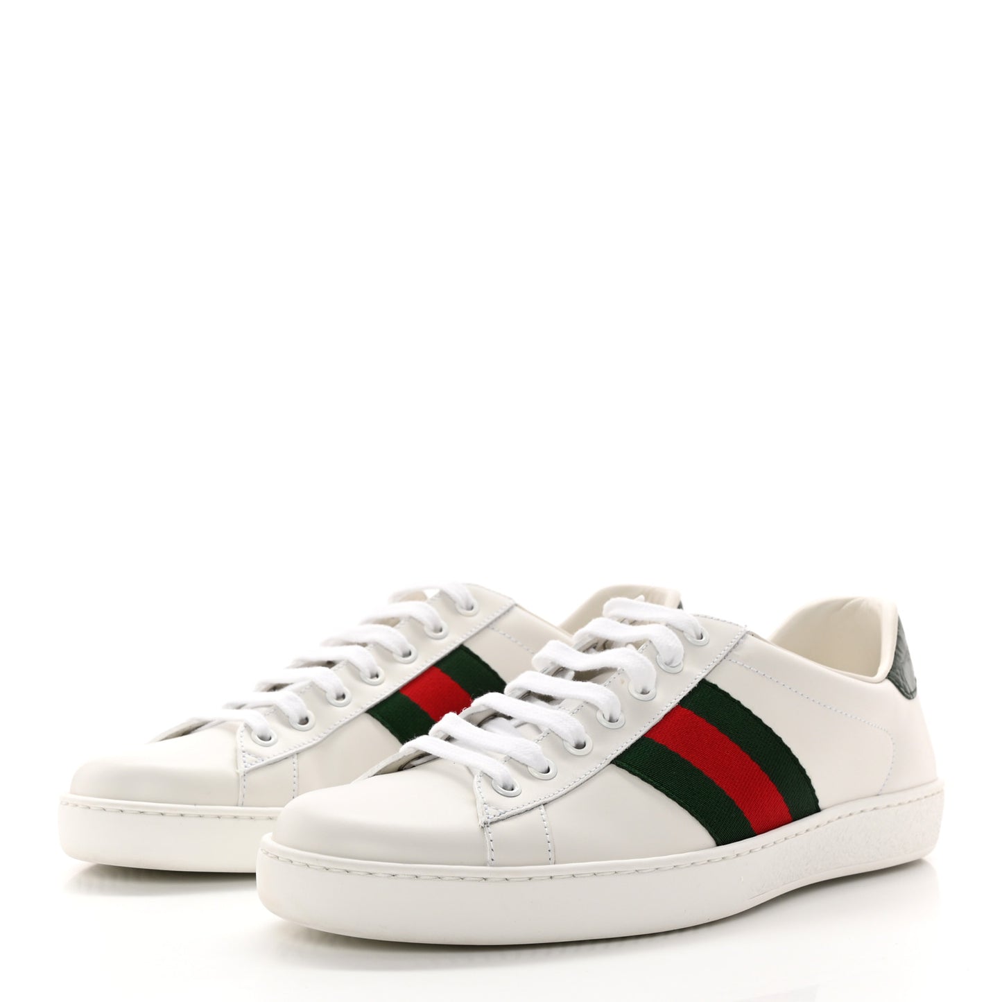 Calfskin Crocodile Web Mens Ace Sneakers 8 White Green