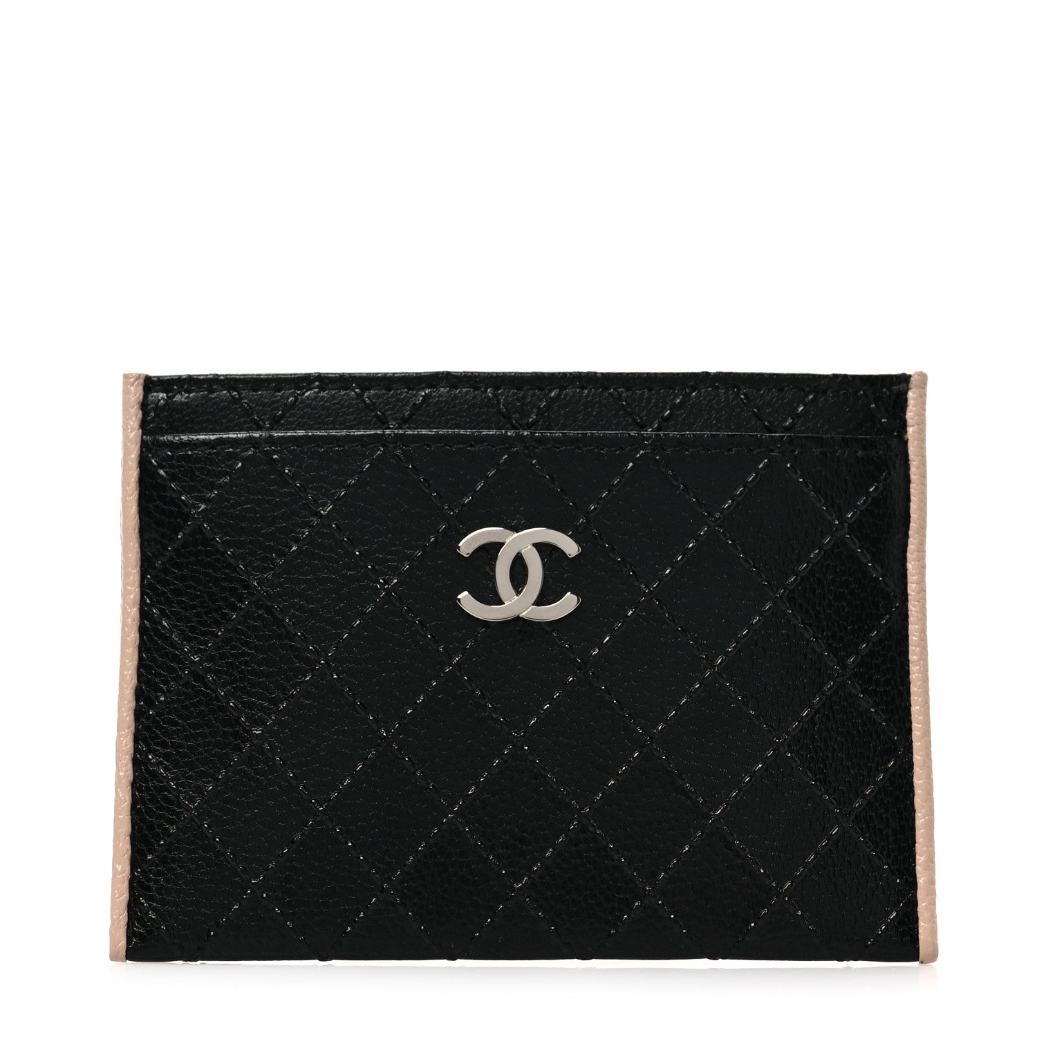 Chanel Caviar Quilted Card Holder Black Beige 1 of 7