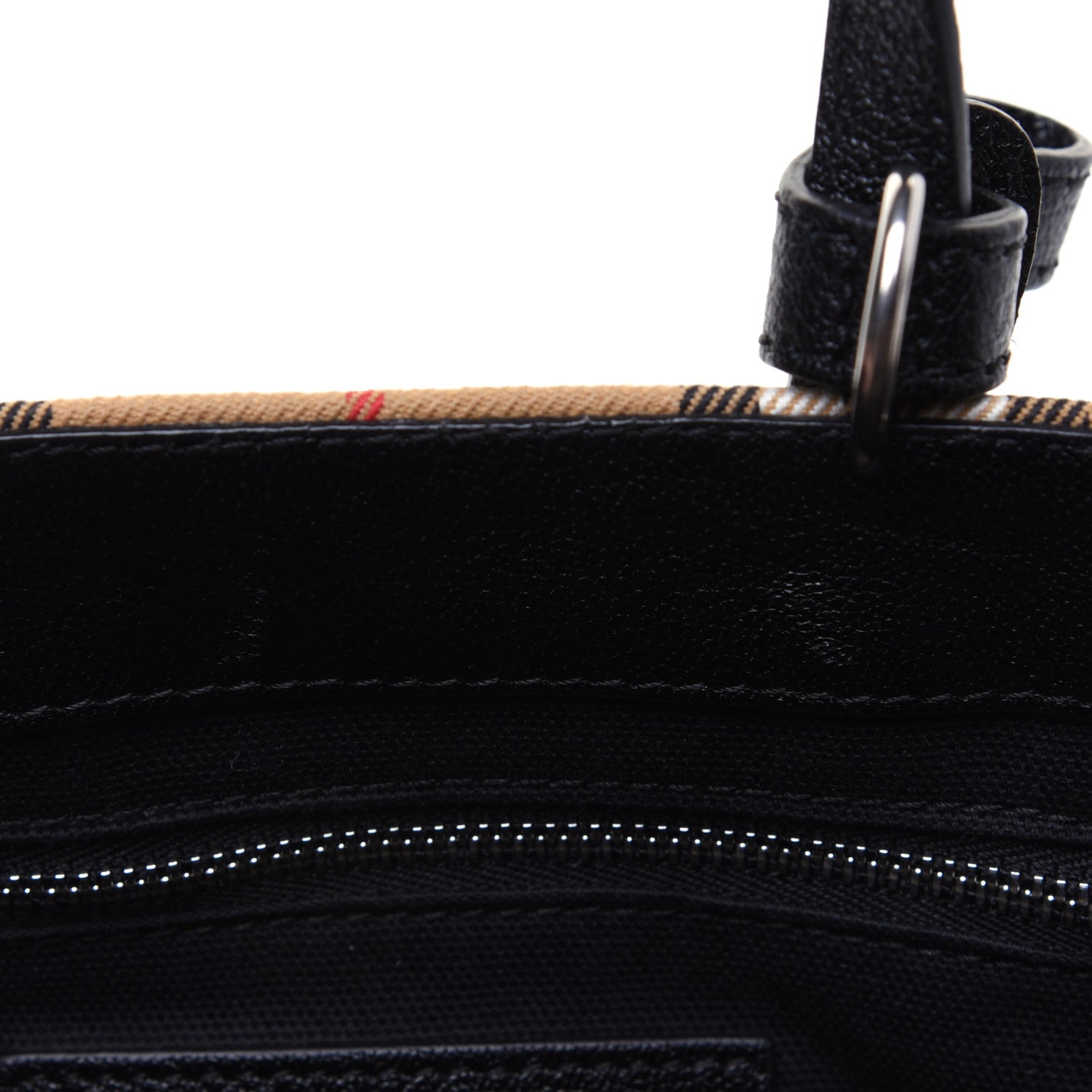 Burberry Goatskin Vintage Check Baby Banner Tote Black 11 of 17