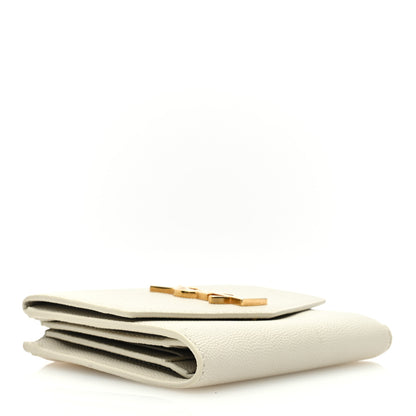 Saint Laurent Grain De Poudre Monogram Uptown Compact Wallet Blanc Vintage 4 of 7