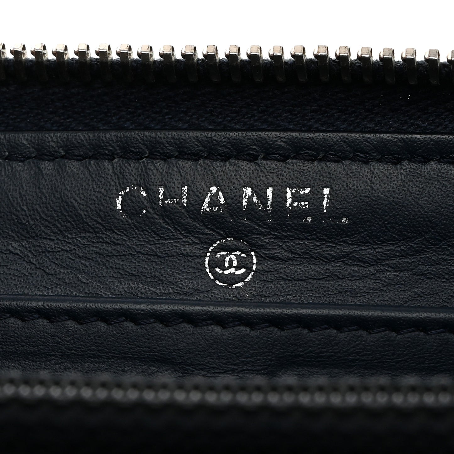Patent Quilted Zip Around Wallet Blue