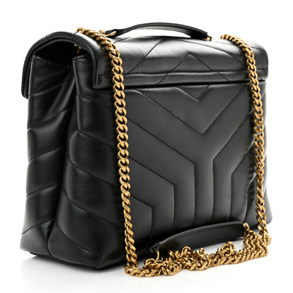 Saint Laurent Calfskin Y Quilted Monogram Small Loulou Chain Satchel Black 3 of 12