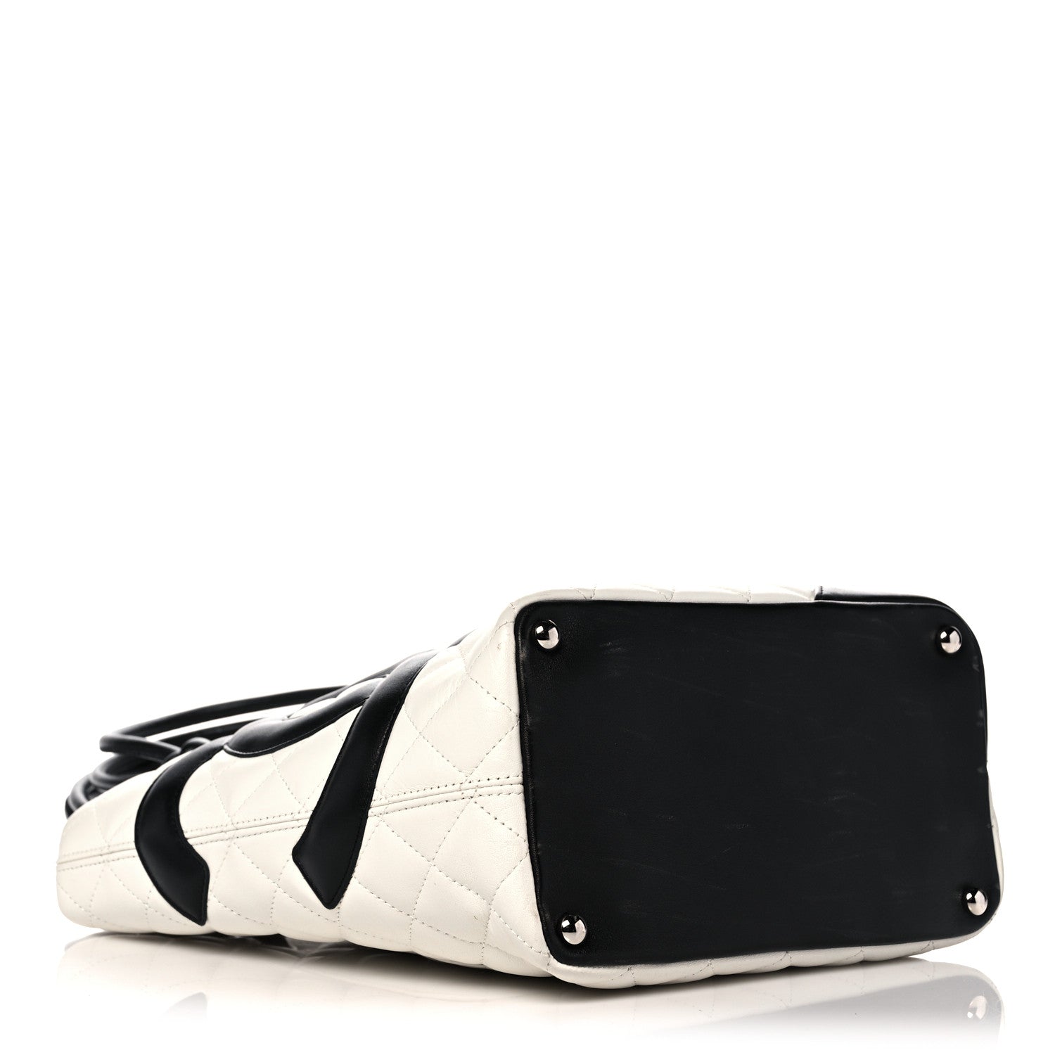 Chanel Calfskin Quilted Medium Cambon Tote White Black 3 of 11