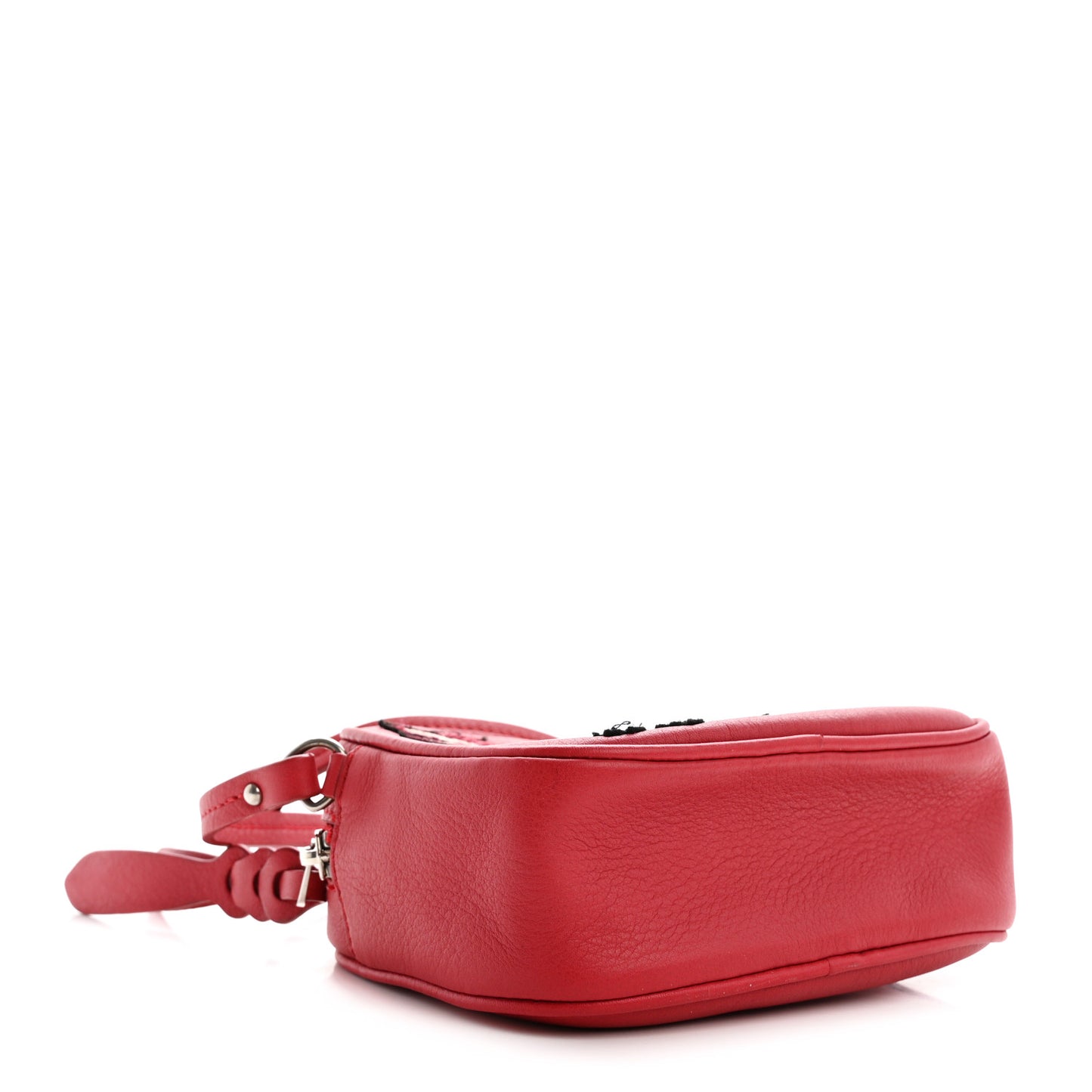 Calfskin Embroidered Rooster Mini Camera Bag Red