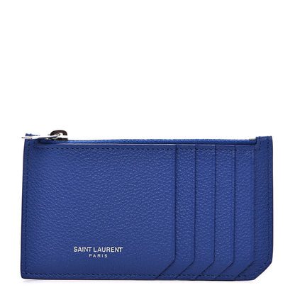 Saint Laurent Grained Calfskin 5 Fragments Zip Pouch Card Holder Deep Marjorelle 1 of 9