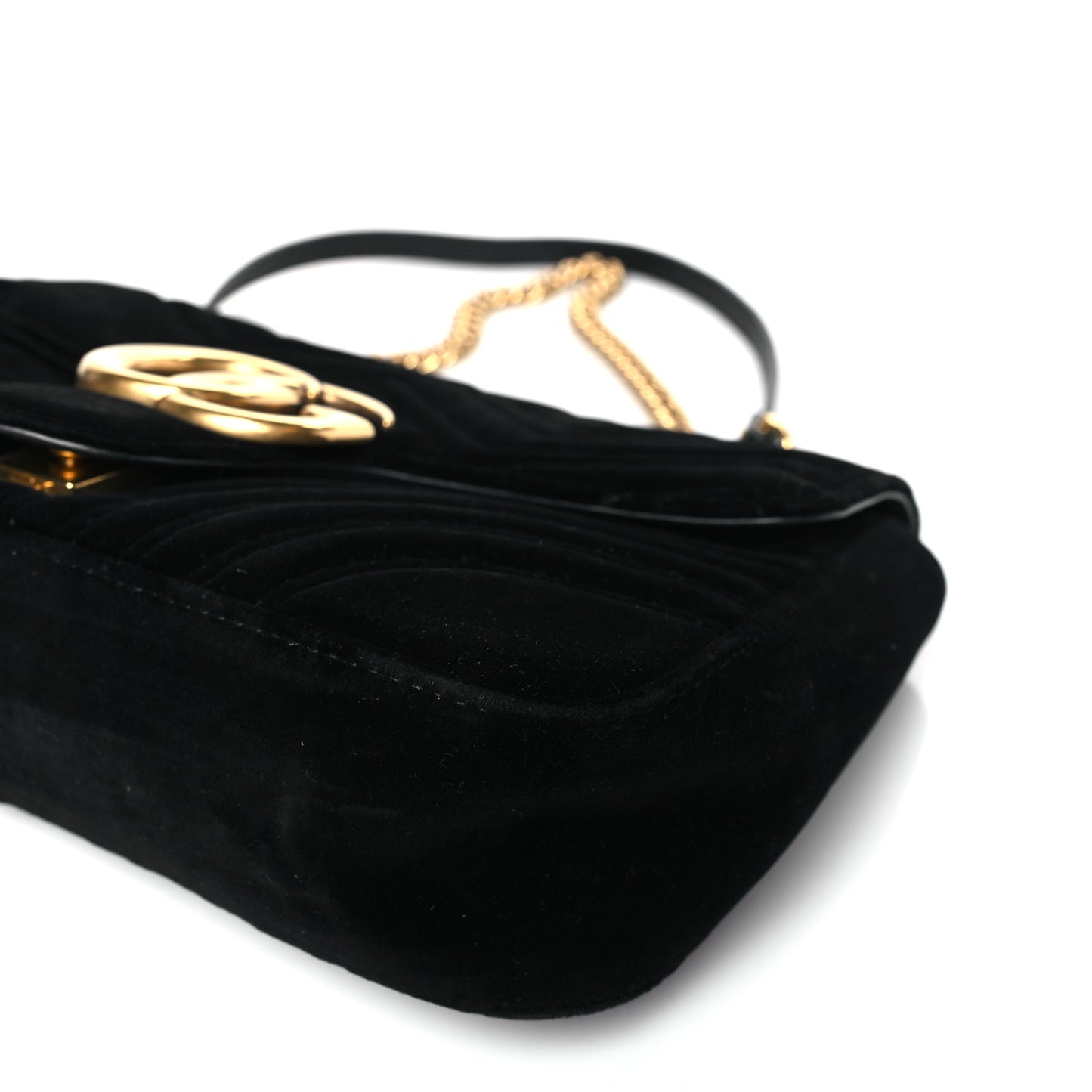 Velvet Matelasse Medium GG Marmont Shoulder Bag Black