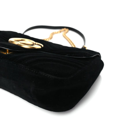 Gucci Velvet Matelasse Medium GG Marmont Shoulder Bag Black 9 of 9