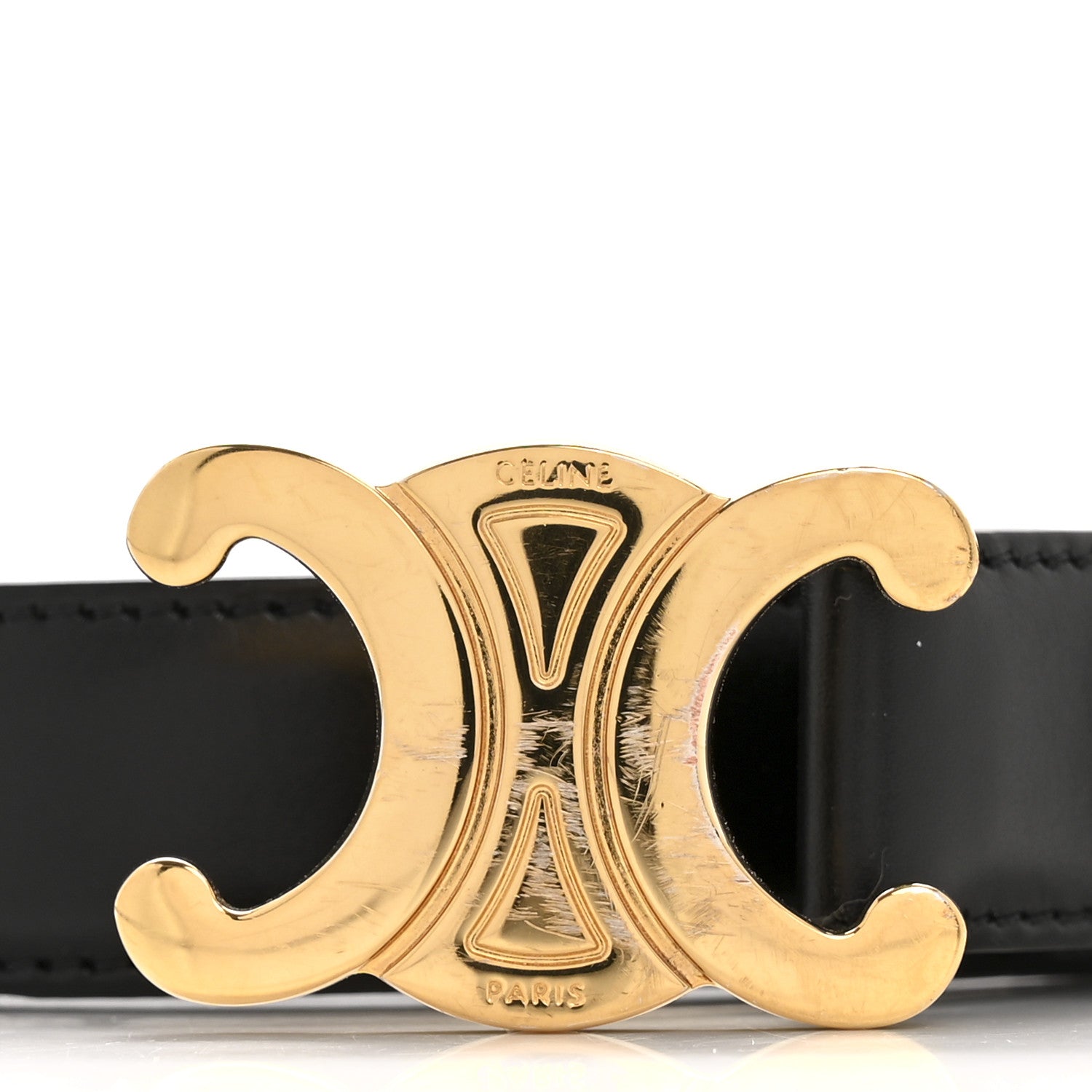 Celine Box Calfskin Medium 25mm Triomphe 75 30 Belt Black 1768047