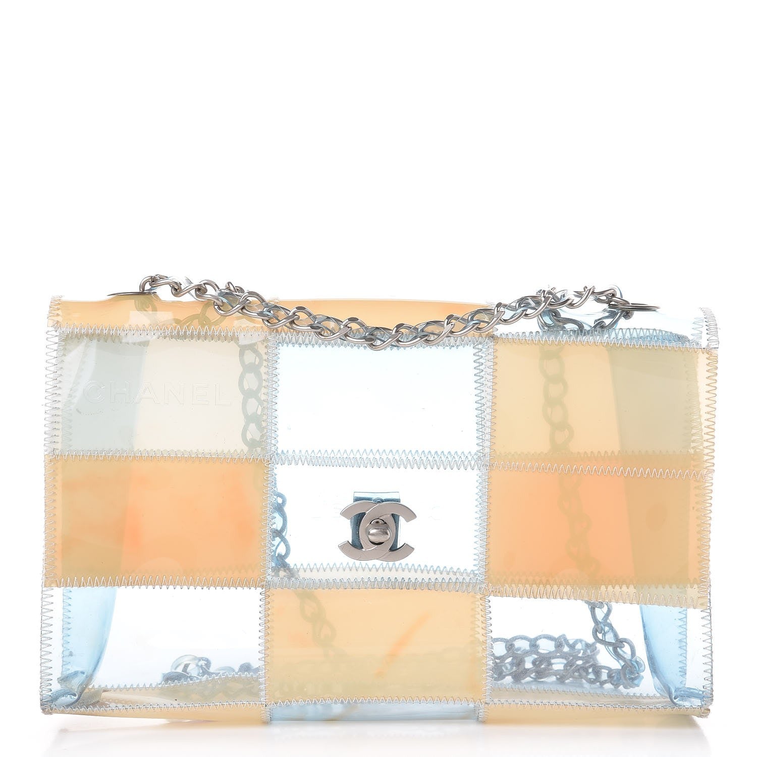 Chanel PVC Stitched Flap Beige Light Blue 1 of 15