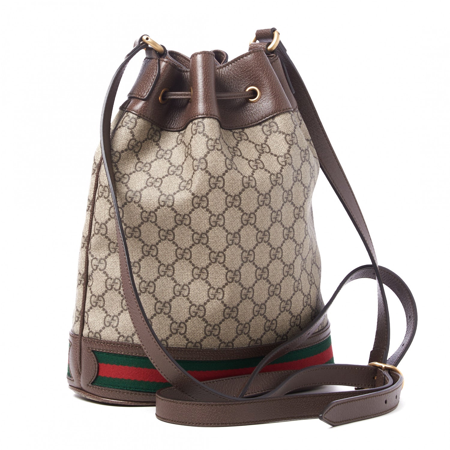 Gucci GG Supreme Monogram Web Ophidia Bucket Bag Brown 2 of 8