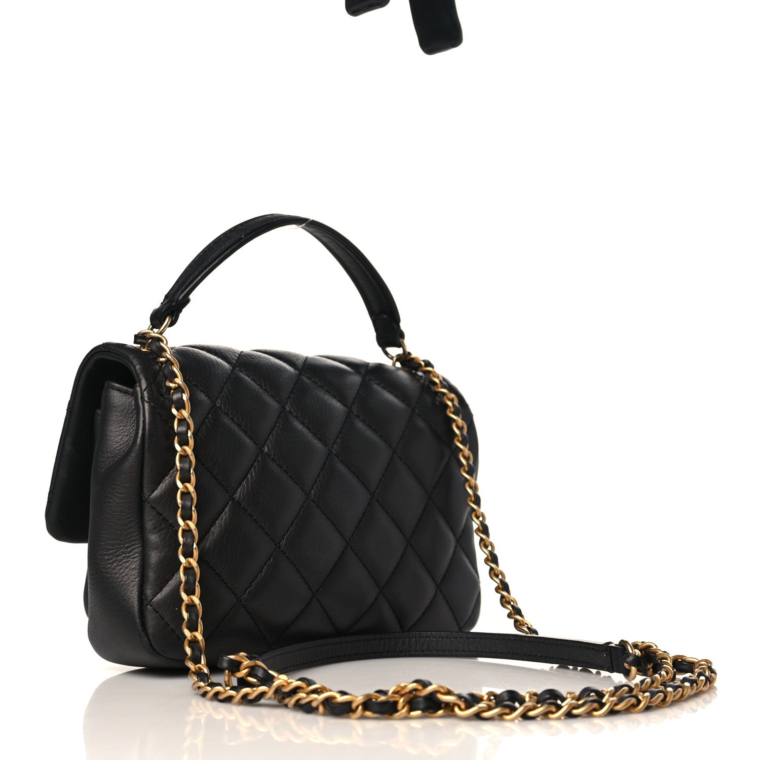 Chanel Calfskin Quilted Top Handle Flap Black 3 of 9