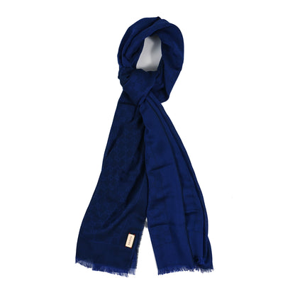 Gucci Cotton GG Monogram Summer Sten Fringe Scarf Periwinkle 1 of 4