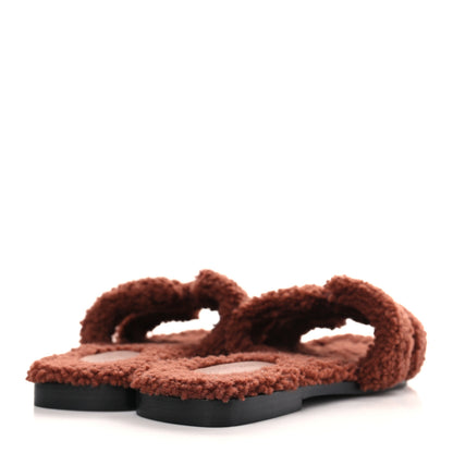 Hermes Woolskin Oran Sandals 37 Cognac 4 of 8