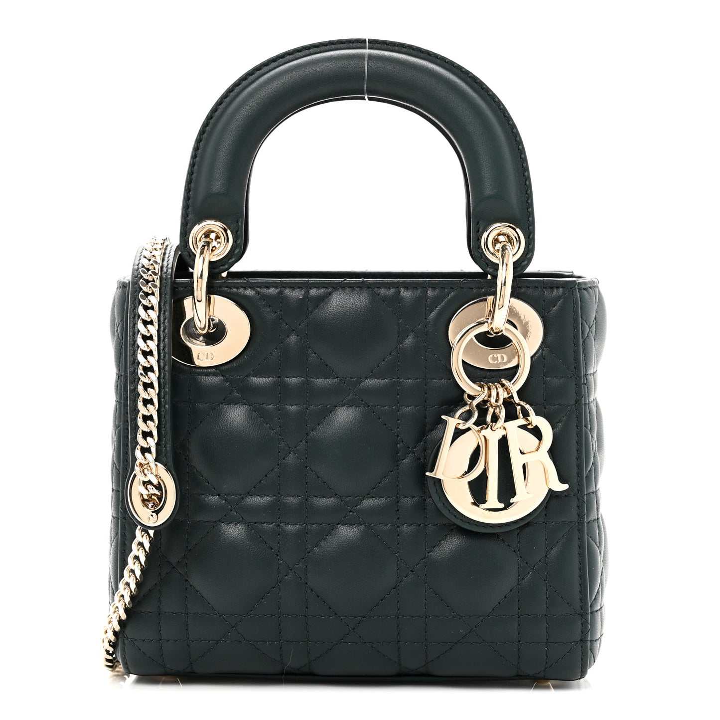 Lambskin Cannage Mini Lady Dior Dark Green