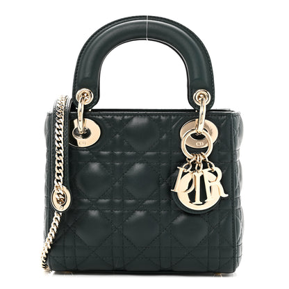 Christian Dior Lambskin Cannage Mini Lady Dior Dark Green 1 of 11