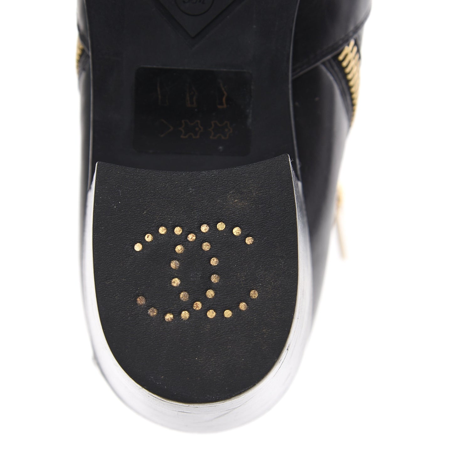 Calfskin Double Zip Short Boots 36.5 Black
