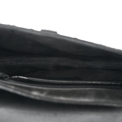 Christian Dior Calfskin Embossed Oblique Saddle Bag Black 5 of 10