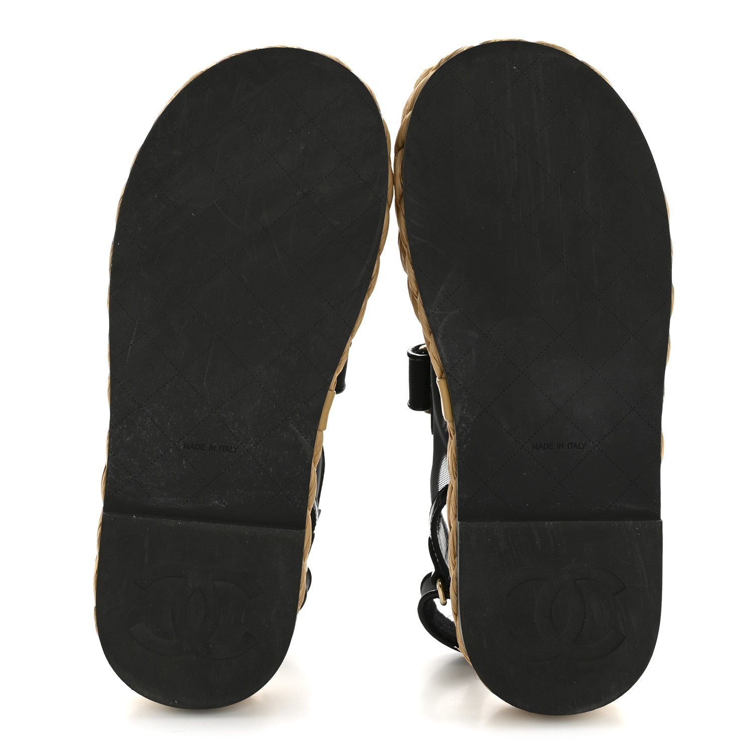 Chanel Mesh Patent Calfskin Velcro Dad Sandals 36.5 Black 6 of 12