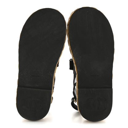 Chanel Mesh Patent Calfskin Velcro Dad Sandals 36.5 Black 6 of 12