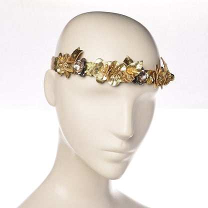 Chanel Metallic Calfskin Floral Headband Gold 2 of 6