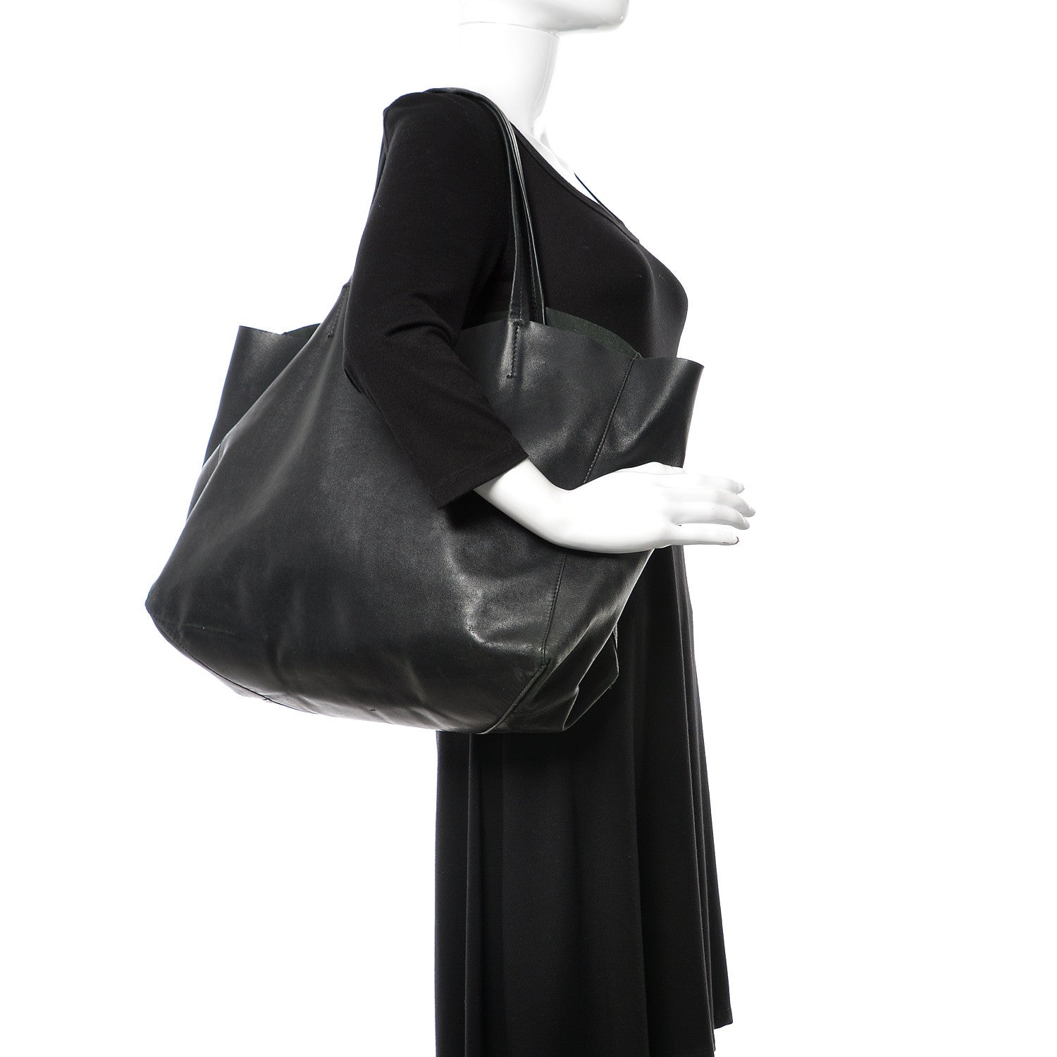 Celine Grained Calfskin Horizontal Cabas Black 2 of 18
