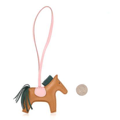 Hermes Milo Lambskin Grigri Rodeo Horse Bag Charm PM Sesame Malachite Rose Sakura 2 of 5