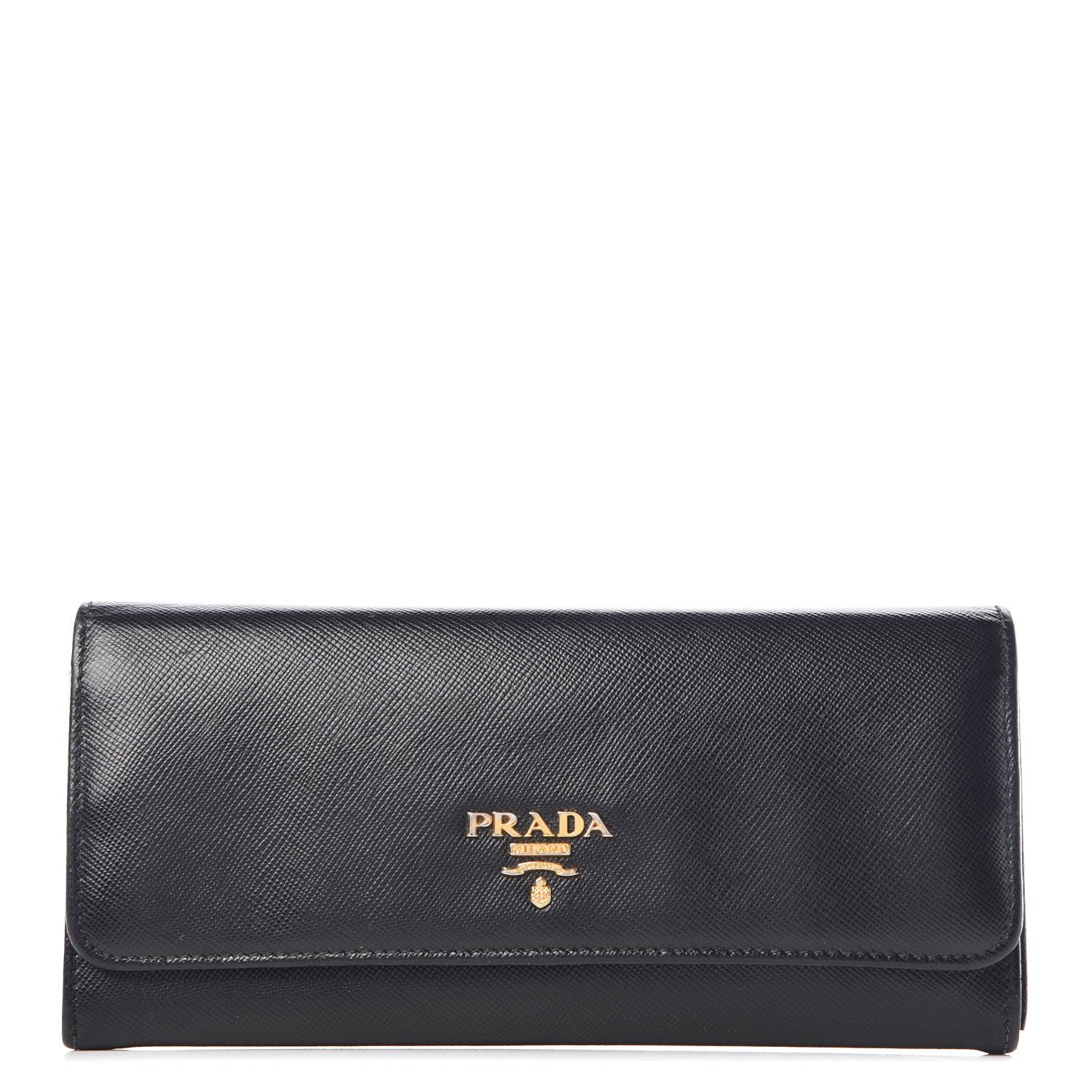 Prada Saffiano Colour Continental Flap Wallet Black Peonia 1 of 9