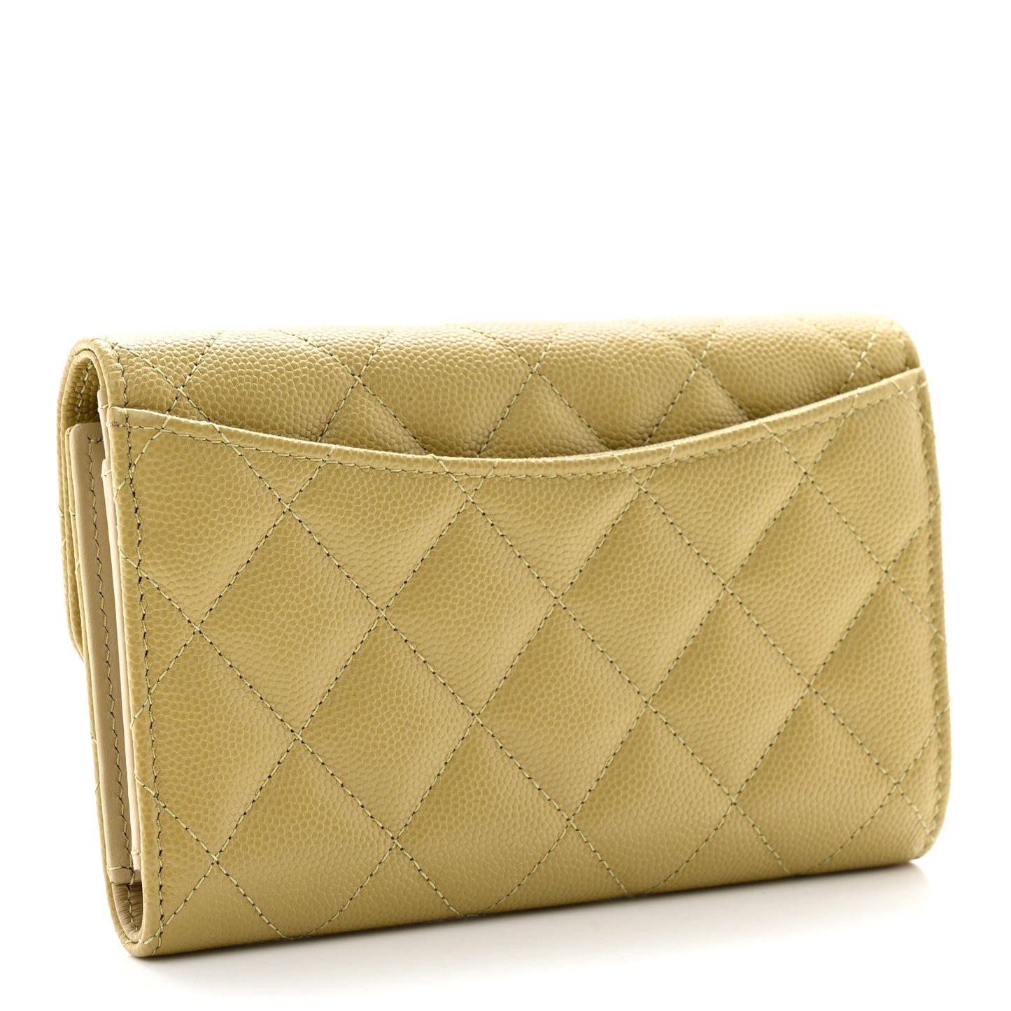 Caviar Quilted Medium Flap Wallet Green
