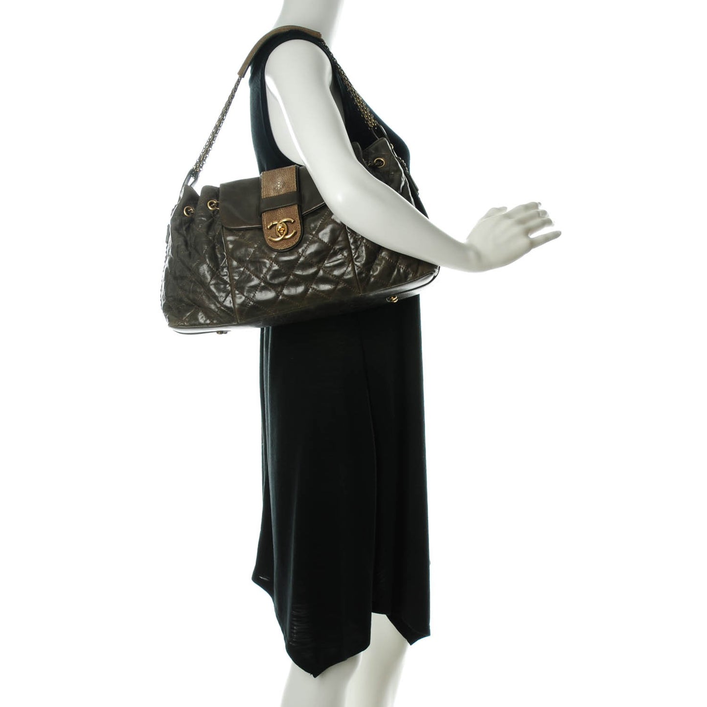 Glazed Calfskin Stingray Bindi CC Accordion Tote